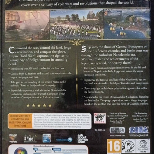 Empire Total War Napoleon Total War PC game used, Game of the Year edition