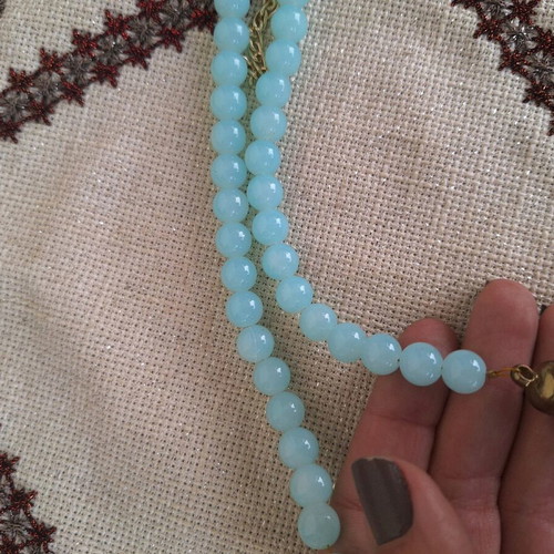 Multifunctional handmade necklace jewelry, orange and turquoise