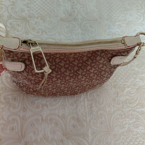 DKNY crossbody bag used, beige and brown with leather strap