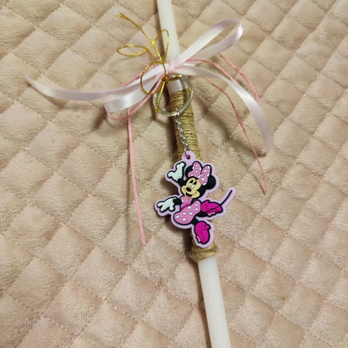 Minnie Mouse Easter Candle 37cm with Keychain new
