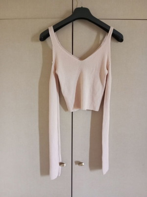 Pink Woman blouse new, off-shoulder, beige, size S