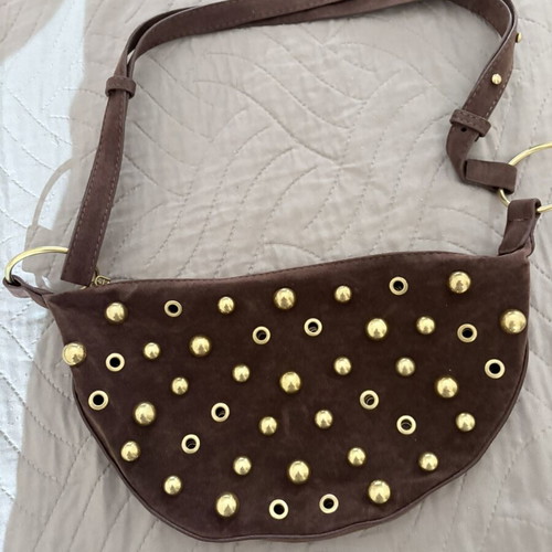 Brown Shoulder Bag with Gold Studs Chrysa like new