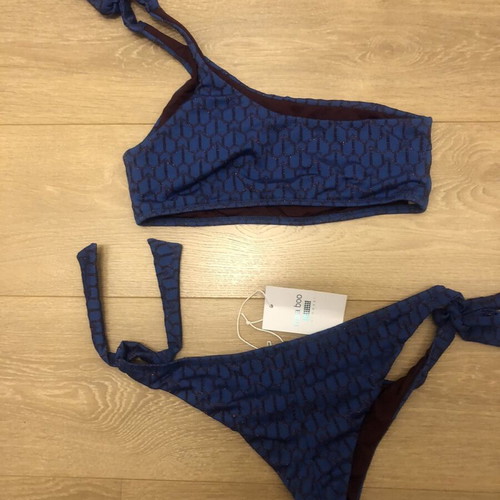 Maaboo bikini set new, dark blue iridescent, one shoulder top