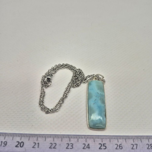 Larimar Silver 925 Necklace with Stainless Steel Chain new