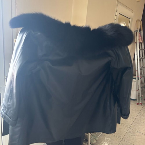 Leather coat black XXL like new