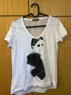 Toi&Moi cotton short-sleeve blouse like new, black and white, size S