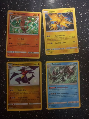 Pokemon cards rare holo Sudowoodo Zapdos Garchomp Golisopod foil like new