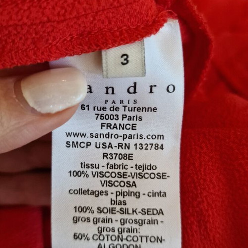 Sandro red crepe sleeveless flounce mini dress like new, size S