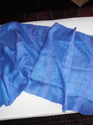 Silk scarves like new, 2 with 1 gift, blue and gold metallic