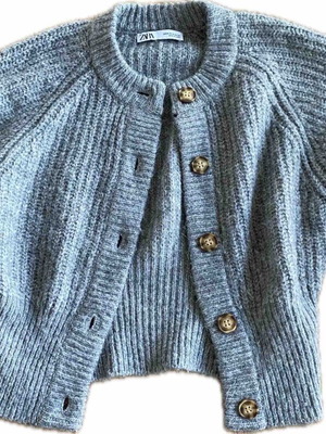 Zara cardigan grey rib knit medium like new