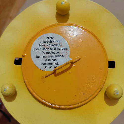 Metal yellow lantern like new, suitable for tealight or candle