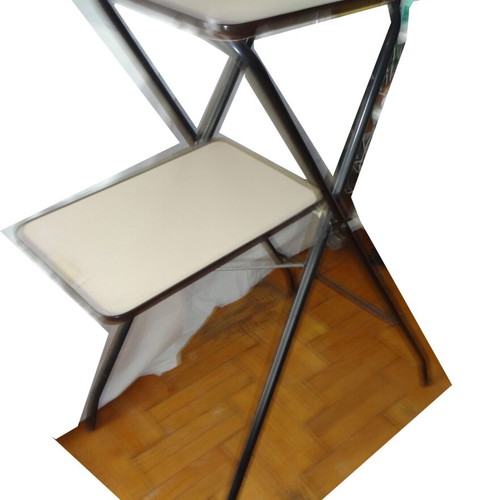 Metal and wood folding table like new sturdy construction