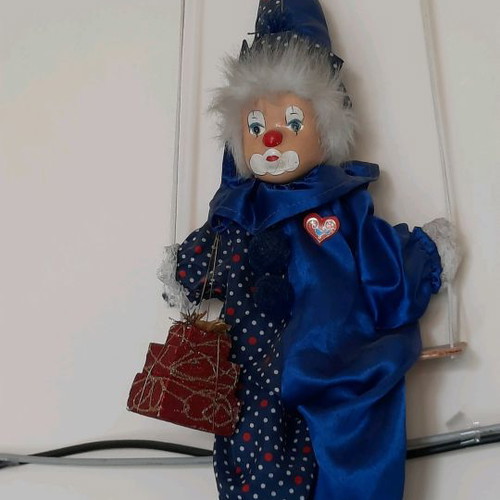 Clown used, German hanging for puppet theater or figurine