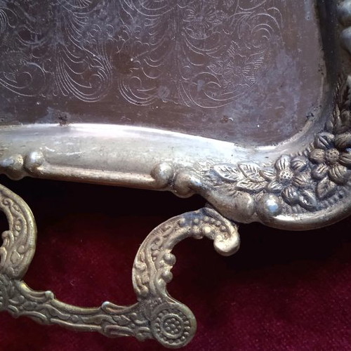 Metal tray used for serving, made in Japan