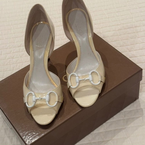 Gucci Horsebit open-toe heels used, patent leather, size 36