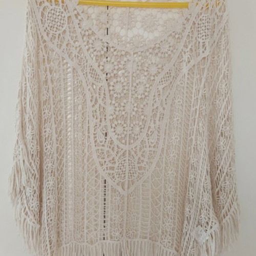 Lace poncho beige like new, one size