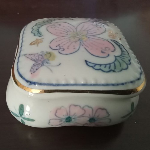 Bohemia porcelain jewelry box used from Czechoslovakia 1960