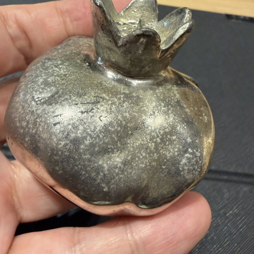 Decorative 925 sterling silver-plated pomegranate figurine, 158g