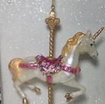 Carousel unicorn hanging ornament