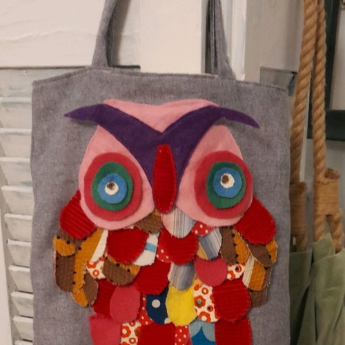 Handmade owl design hand bag used