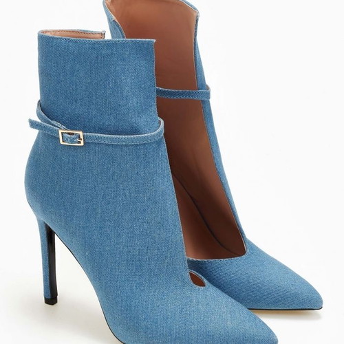 Denim ankle boots and pumps like new, heel height 10 cm