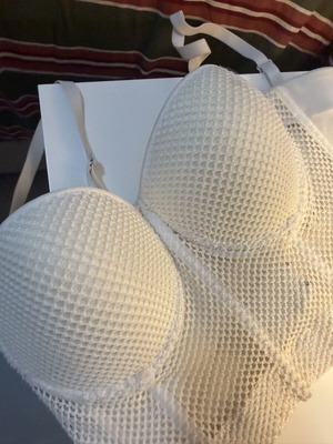 White mesh bustier crop top with padding, small size