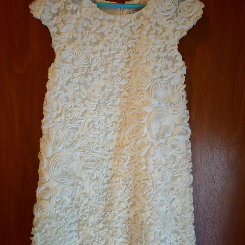 Mayoral dress for 12-year-old girl, white with 3D floral design