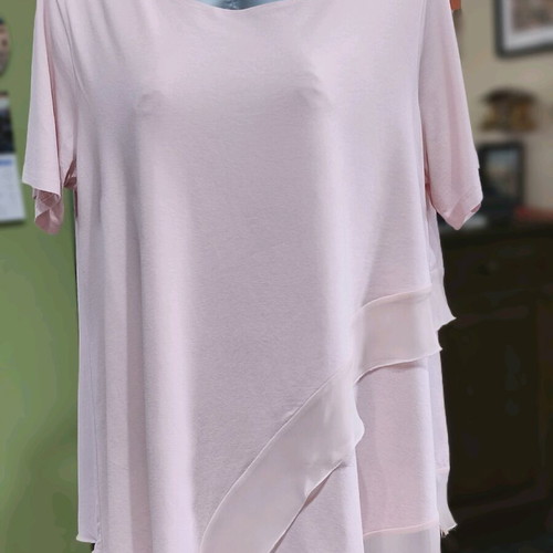 Pink blouse with asymmetric detail like new, sizes L-XL