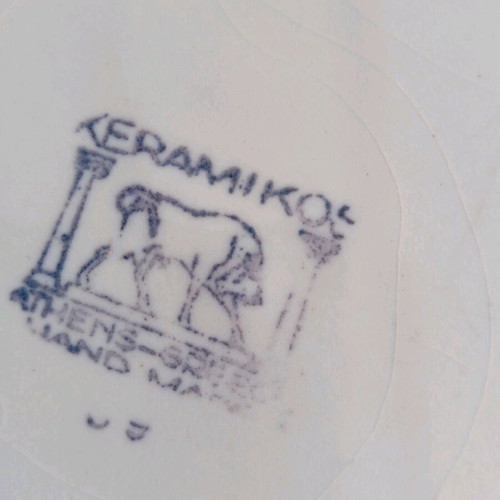 Vintage porcelain plates used, set of 3, Keramikos Greece