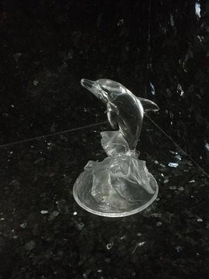 Dolphin statue Cristal D'arques France new, crystal