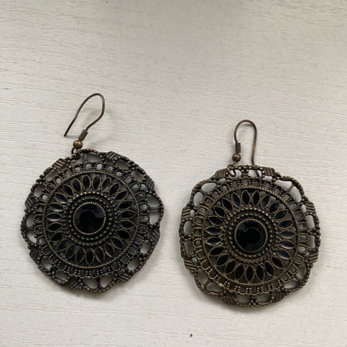 Earrings used, 2 pairs dangling with stone and geometric designs