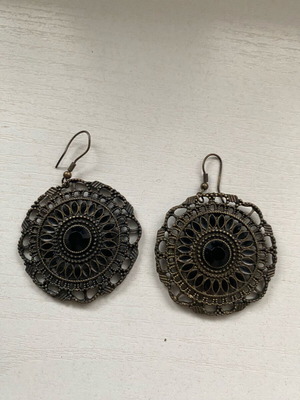 Earrings used, 2 pairs dangling with stone and geometric designs