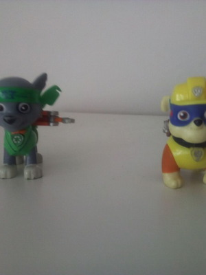 Paw Patrol 2 figures Rumble and Rocky used