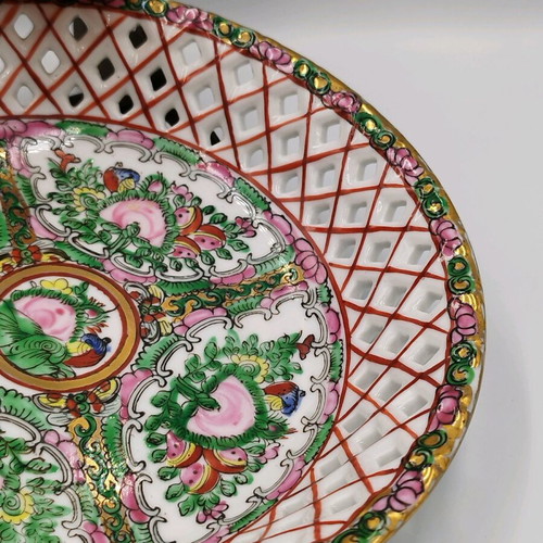 Vintage Chinese Famille Rose Mandarin fruit bowl used