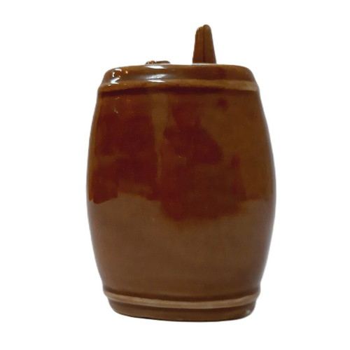 Vintage Bulgarian folk glazed ceramic flask like new, 17 cm