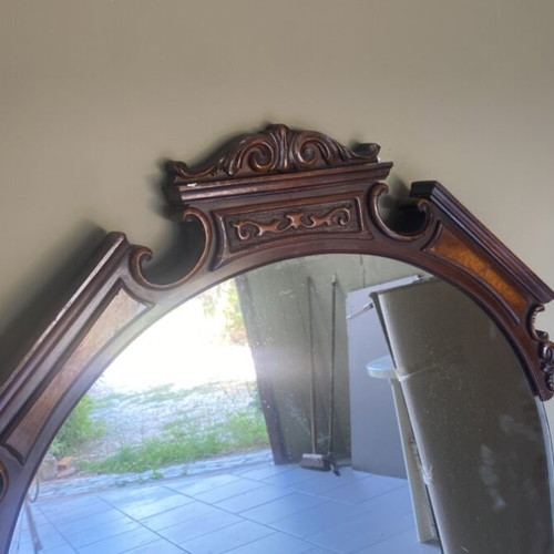 Wooden mirror used, height 120 cm, width 116 cm