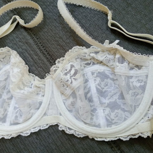 Etam white lace bra, semi-transparent, size 75C