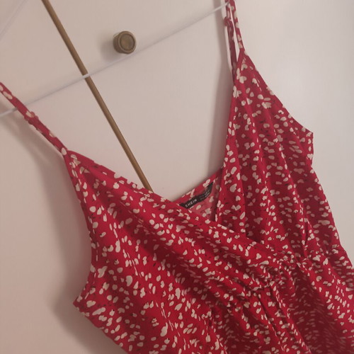 Floral red and white romper
