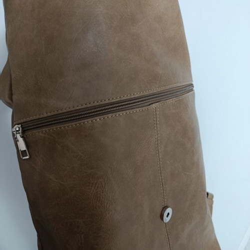 Backpack made of leatherette, new, beige and brown