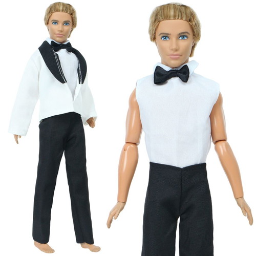 White Groom Doll Suit new