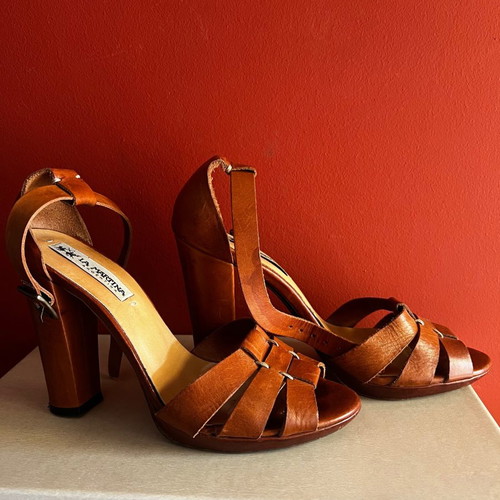 La Martina sandals used, brown, size 38, 11cm heel