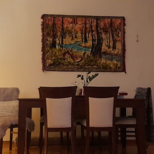 Solid Walnut Dining Set with 6 Chairs like new, extendable