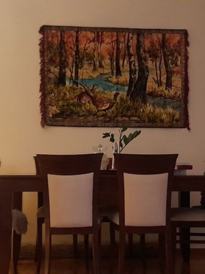 Solid Walnut Dining Set with 6 Chairs like new, extendable
