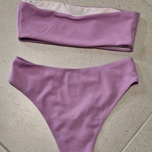 Decoro Ribbed Lilac Bandeau Bikini Set Size M like new