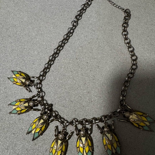 Vintage enamel necklace Zara like new, green