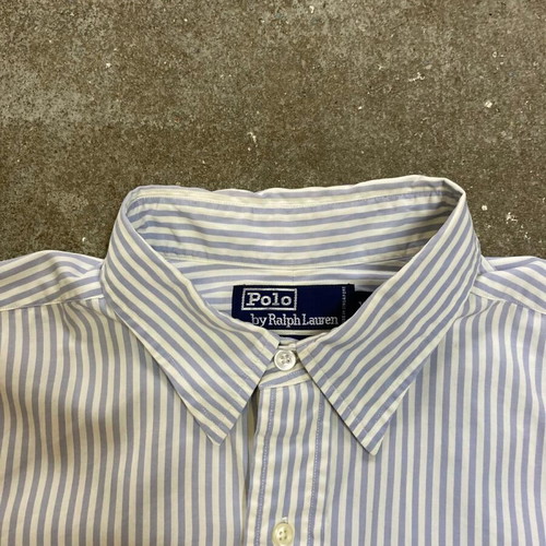 Ralph Lauren light blue and white pinstripe long sleeve shirt, XL, 2 pockets