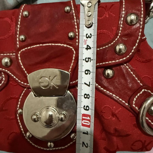 Gianna Kazakou shoulder bag used, red, leather and fabric