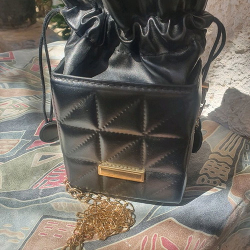 Pouch Bag Like New Black With Gold Chain