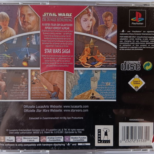 Star Wars The Phantom Menace PS1 game used, German edition, manual included