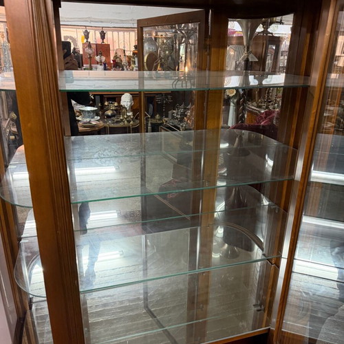 Solid walnut display cabinet like new with three shelves